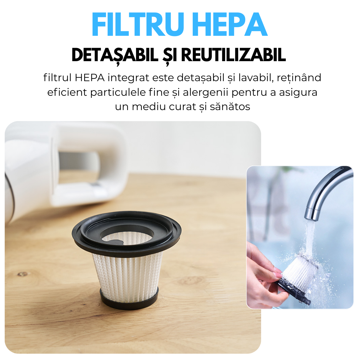 Aspirator fara fir 2-in-1, Vertical si de Mana, Acumulator 2000mAh, pentru Casa, Masina, Birou, 120W, Filtru HEPA, Accesorii Multifunctionale