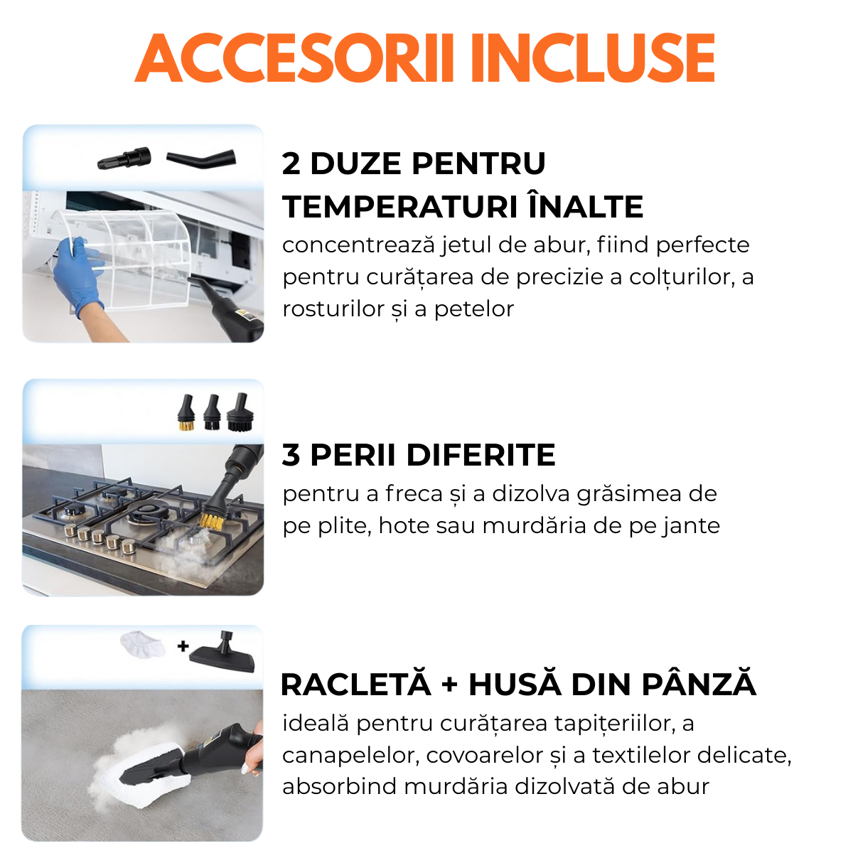 Aparat de Curatat cu Abur, Multisuprafete, Putere 2500W, 3 Bar, Rezervor 1200 ml, 6 Trepte, 14 Accesorii incluse