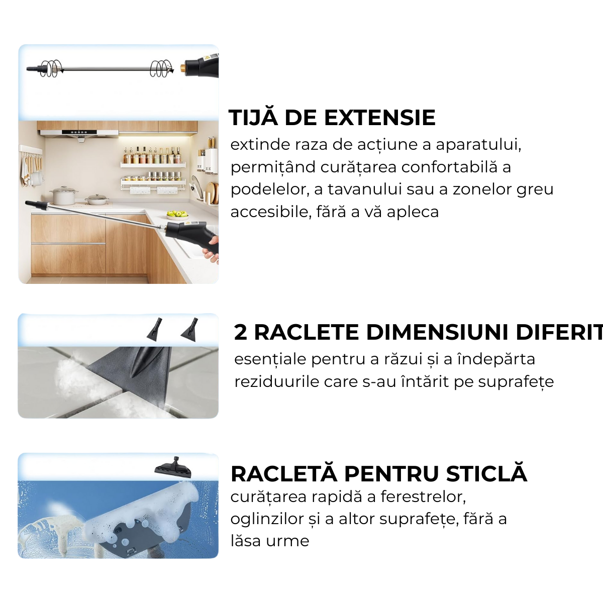 Aparat de Curatat cu Abur, Multisuprafete, Putere 2500W, 3 Bar, Rezervor 1200 ml, 6 Trepte, 14 Accesorii incluse