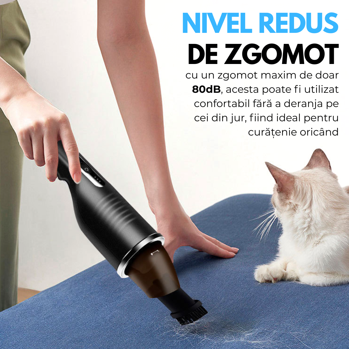 Aspirator de mana fara fir, Portabil, Acumulator 2000mAh, pentru Casa, Masina, Birou, 80W, Filtru HEPA, Accesorii Multifunctionale