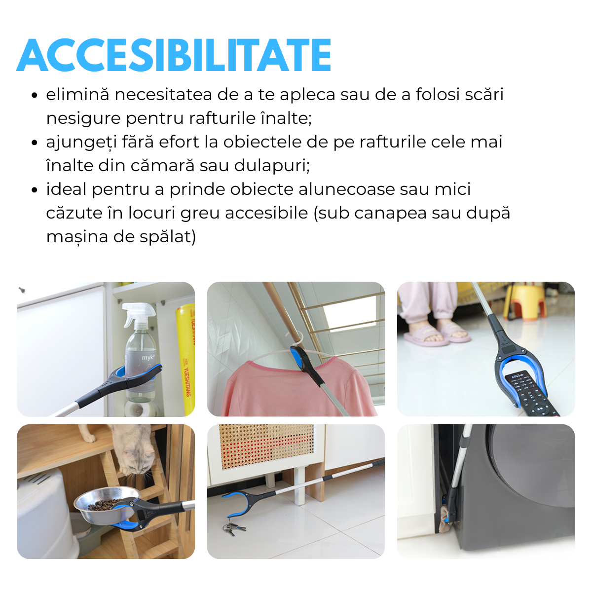 Cleste de Ridicare si Prindere Obiecte la distanta, Pliabil, Magnetic, 81 cm, Cap Rotativ 360°, Tija Aluminiu