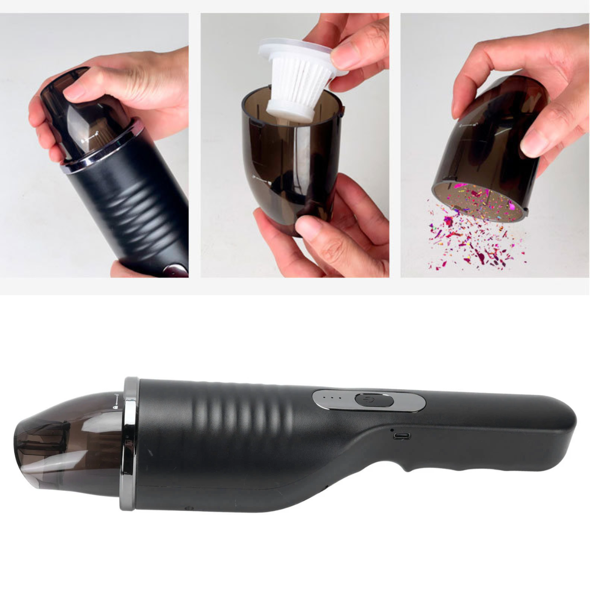 Aspirator de mana fara fir, Portabil, Acumulator 2000mAh, pentru Casa, Masina, Birou, 80W, Filtru HEPA, Accesorii Multifunctionale