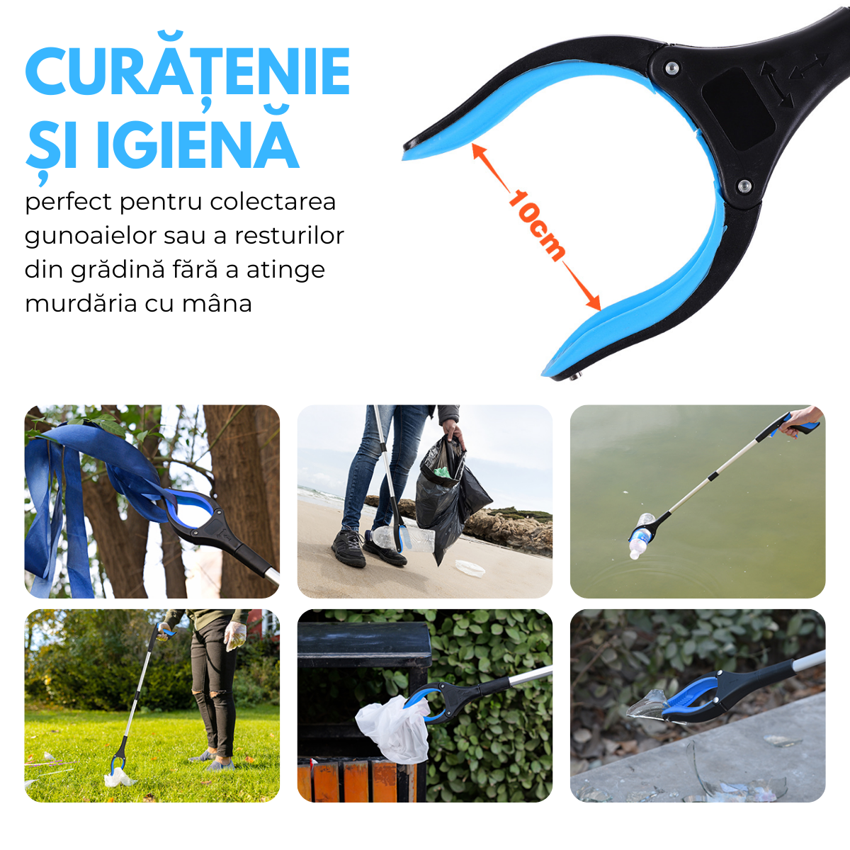 Cleste de Ridicare si Prindere Obiecte la distanta, Pliabil, Magnetic, 81 cm, Cap Rotativ 360°, Tija Aluminiu
