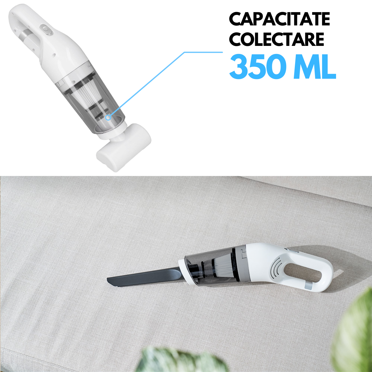 Aspirator fara fir 2-in-1, Vertical si de Mana, Acumulator 2000mAh, pentru Casa, Masina, Birou, 120W, Filtru HEPA, Accesorii Multifunctionale