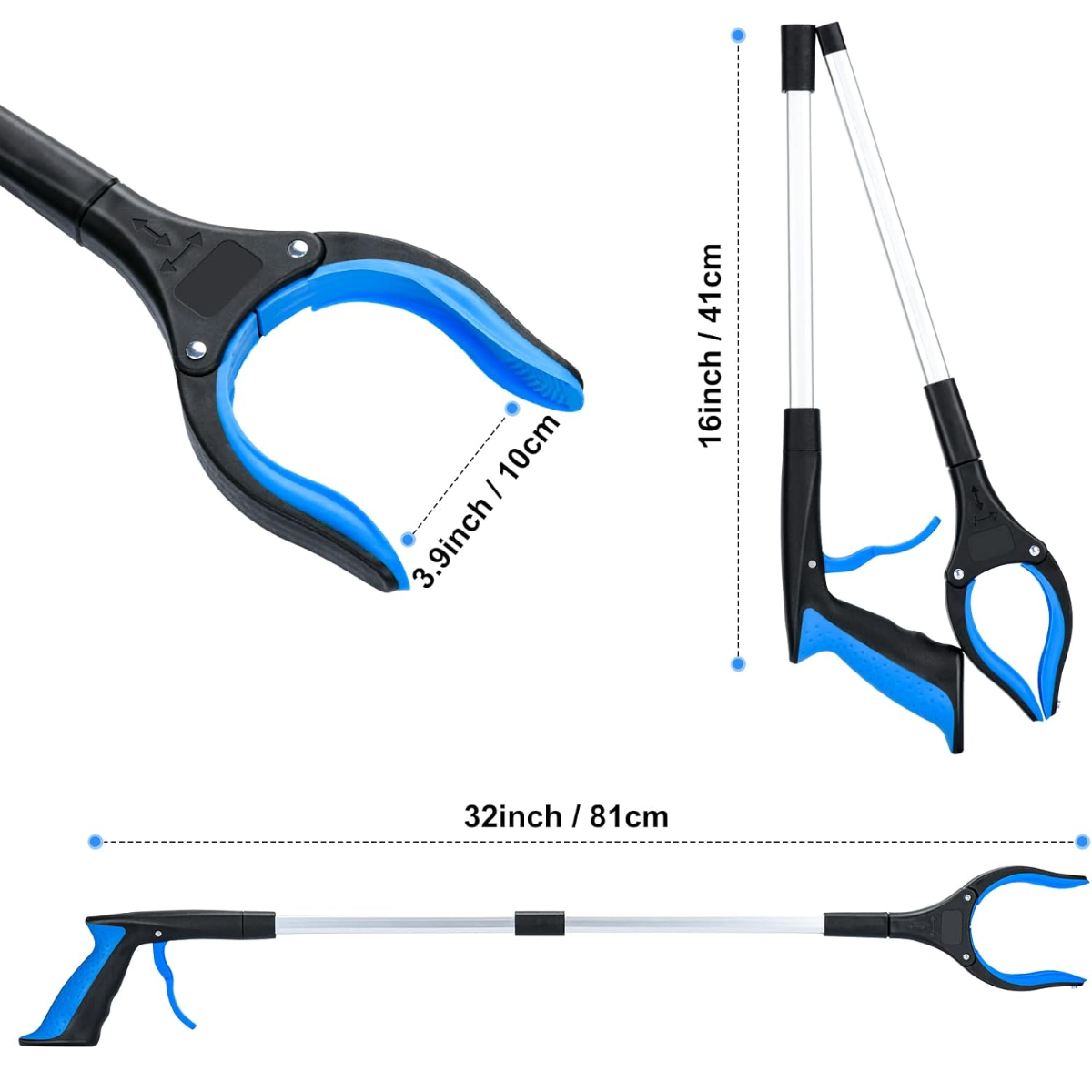 Cleste de Ridicare si Prindere Obiecte la distanta, Pliabil, Magnetic, 81 cm, Cap Rotativ 360°, Tija Aluminiu