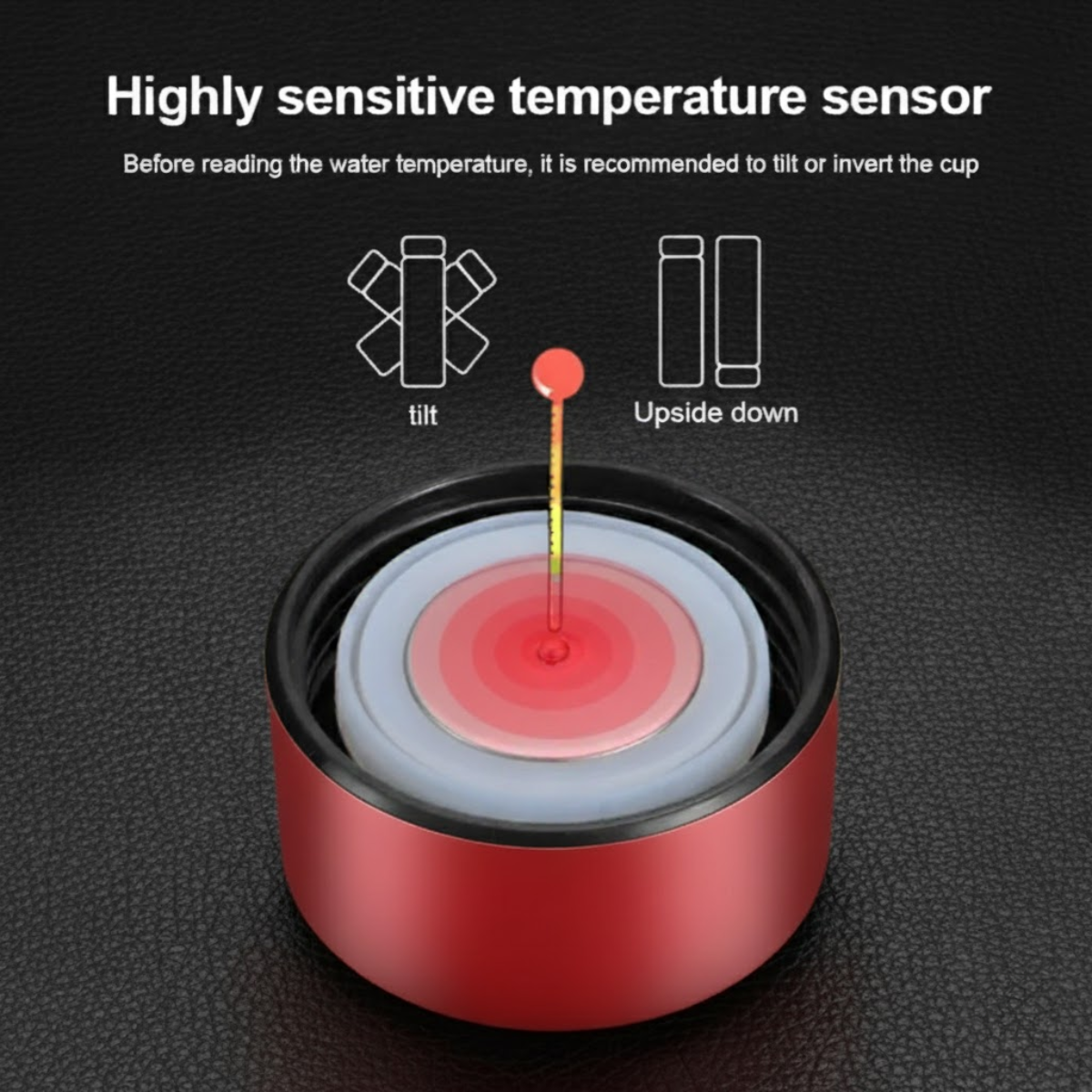 Termos Inteligent cu Afisaj LED Temperatura, Senzor Touchscreen, Infuzor de ceai, 500ml, Otel Inoxidabil, Rosu, easyCTRL®