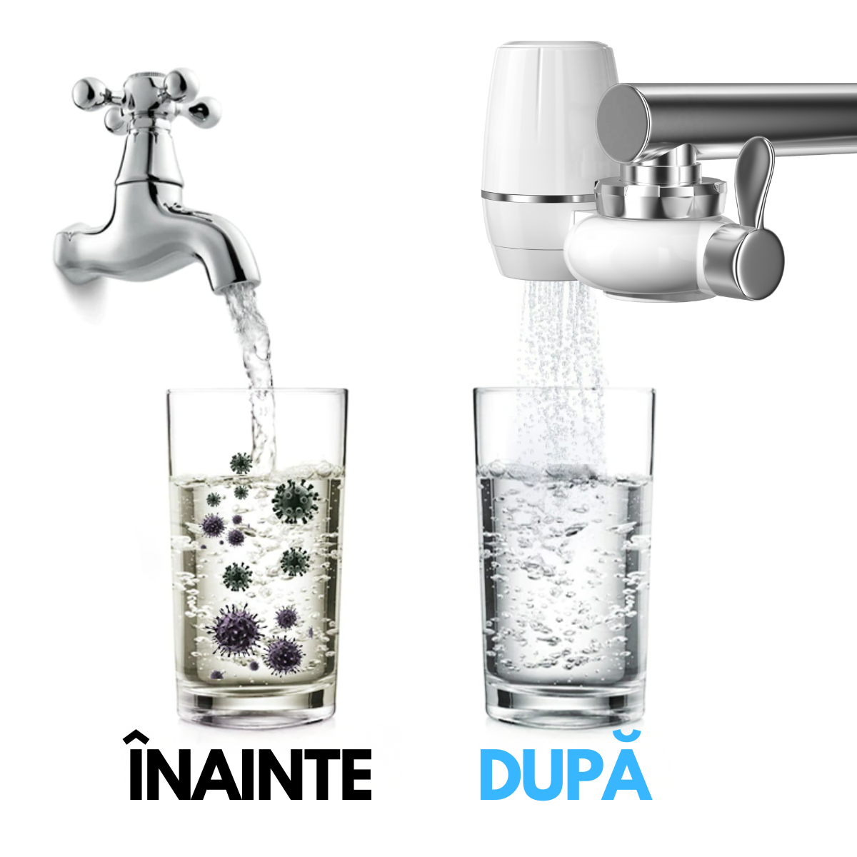 Filtru Purificare Apa, Instalare pe Robinet, Universal, Debit filtrare 1L/min, Presiune 0.1Mpa - 0.4Mpa