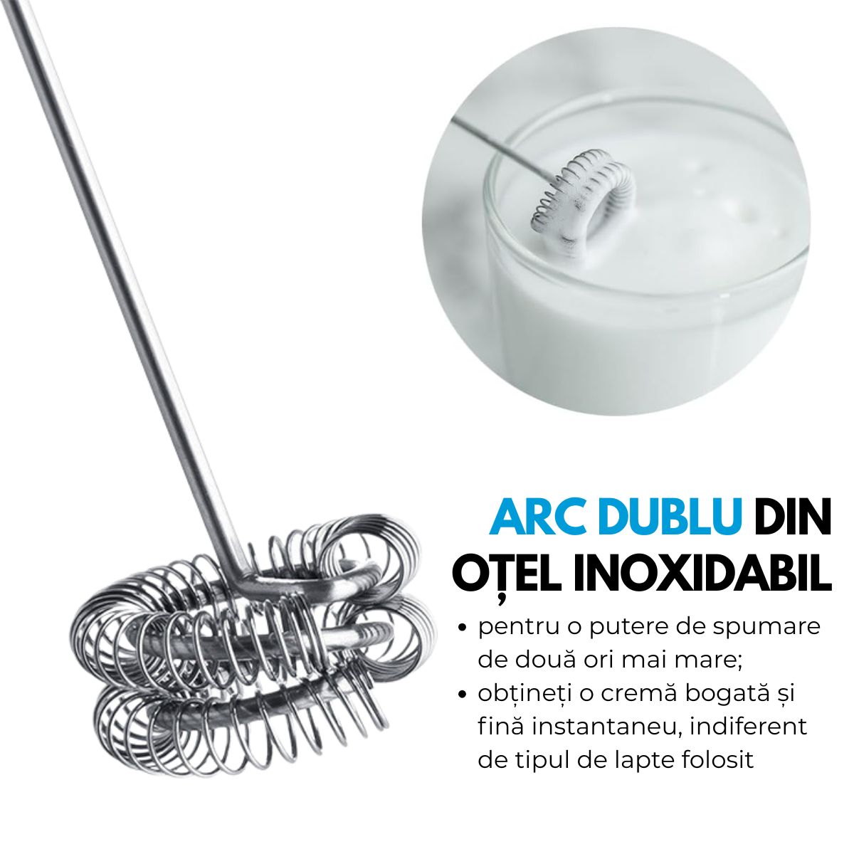 Aparat electric spumare lapte, Portabil, Sticla borosilicata, 450 ml, Alimentare cu baterii