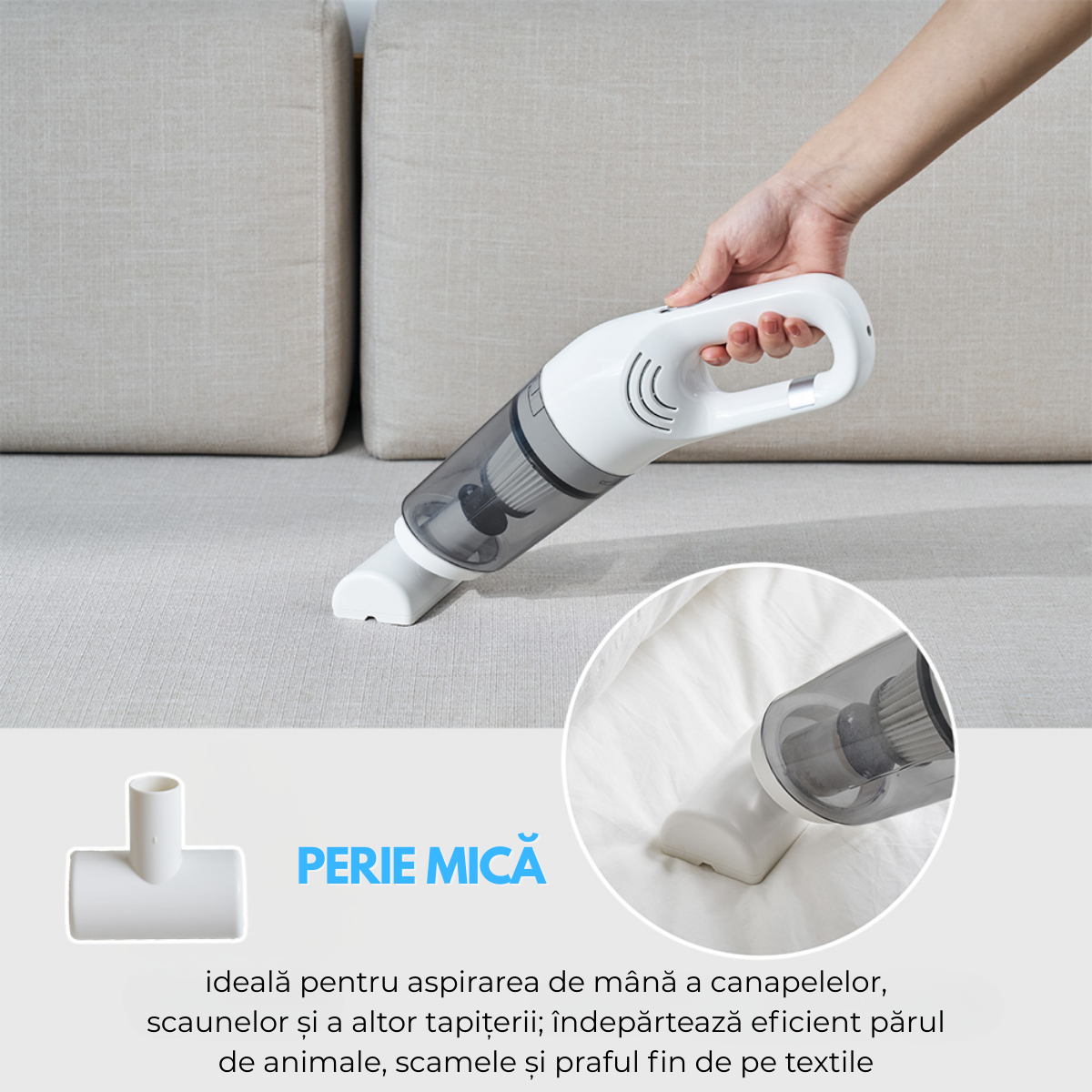 Aspirator fara fir 2-in-1, Vertical si de Mana, Acumulator 2000mAh, pentru Casa, Masina, Birou, 120W, Filtru HEPA, Accesorii Multifunctionale