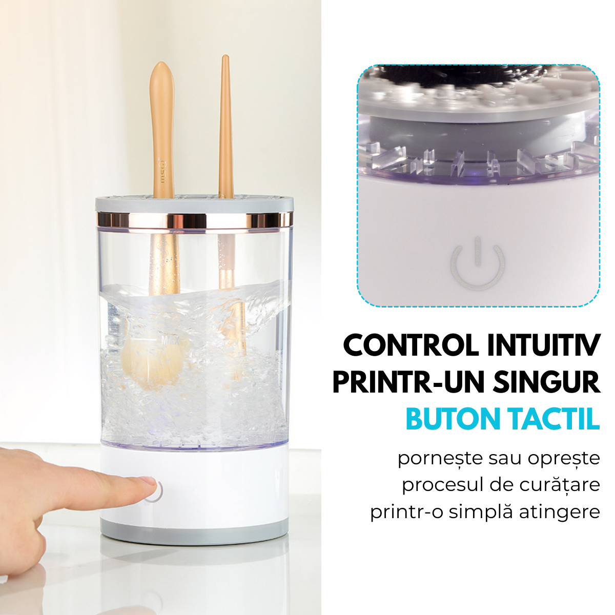 Aparat Electric Curatare Pensule Machiaj, Pad Silicon, Viteza 7000 RPM, Putere 8W, Alimentare USB, pentru toate tipurile de pensule