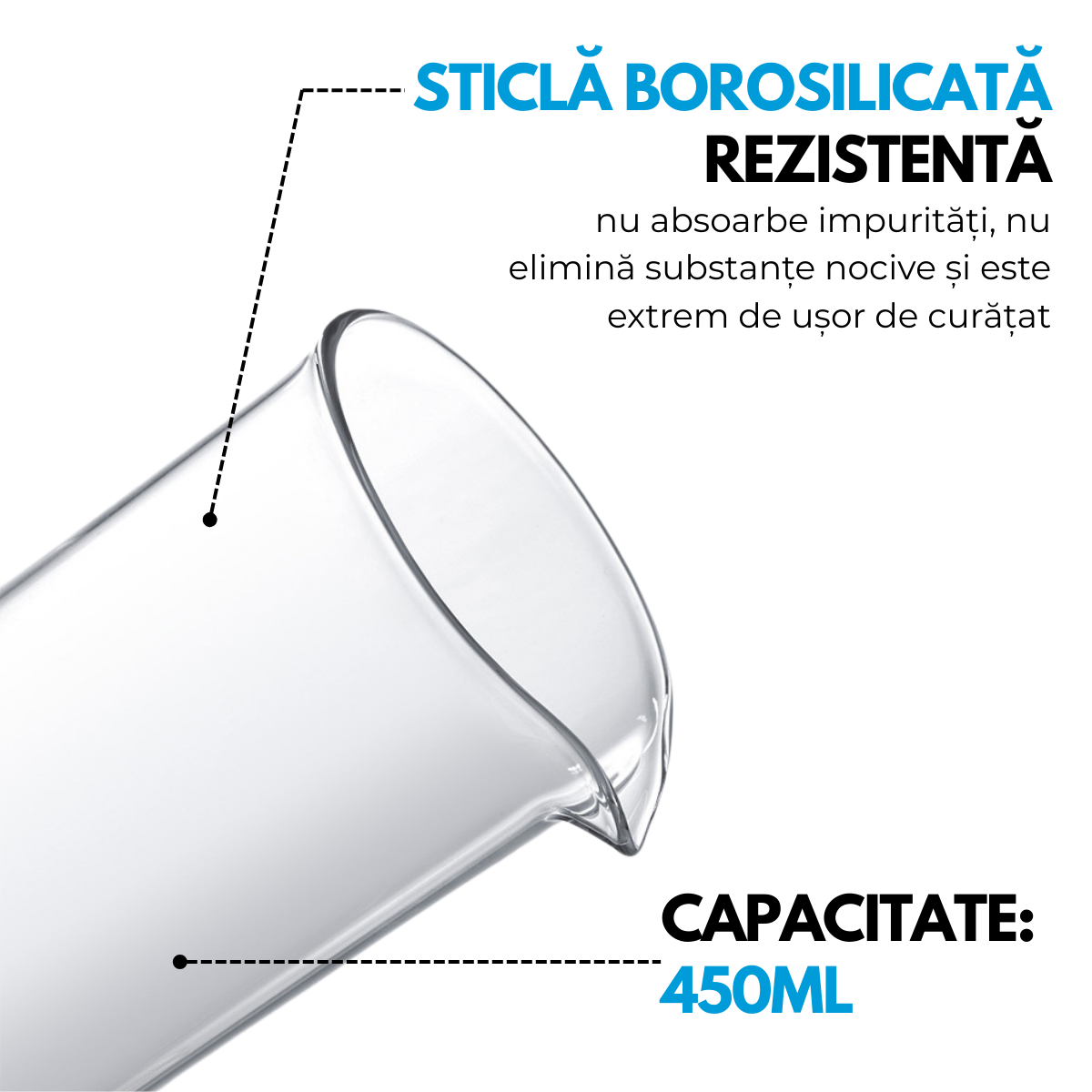 Aparat electric spumare lapte, Portabil, Sticla borosilicata, 450 ml, Alimentare cu baterii