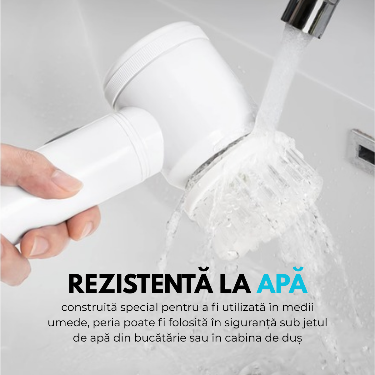 Perie Electrica Rotativa pentru curatare fara efort, 3 Capete Detasabile, Suport de perete, Fara fir, Rezistenta la apa