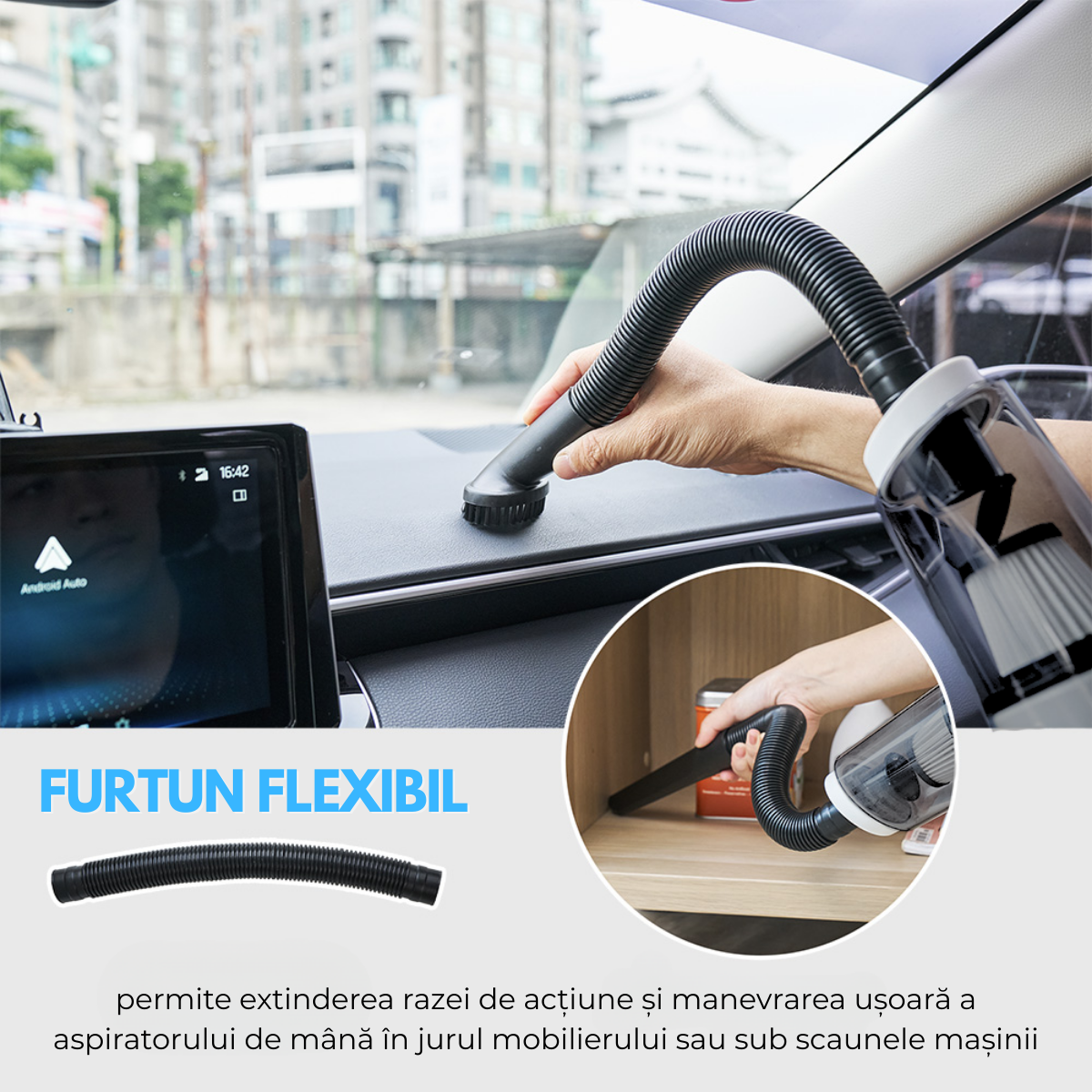 Aspirator fara fir 2-in-1, Vertical si de Mana, Acumulator 2000mAh, pentru Casa, Masina, Birou, 120W, Filtru HEPA, Accesorii Multifunctionale