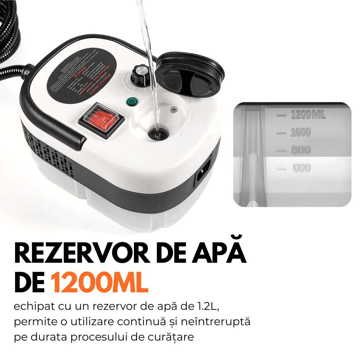 Aparat de Curatat cu Abur, Multisuprafete, Putere 2500W, 3 Bar, Rezervor 1200 ml, 6 Trepte, 14 Accesorii incluse