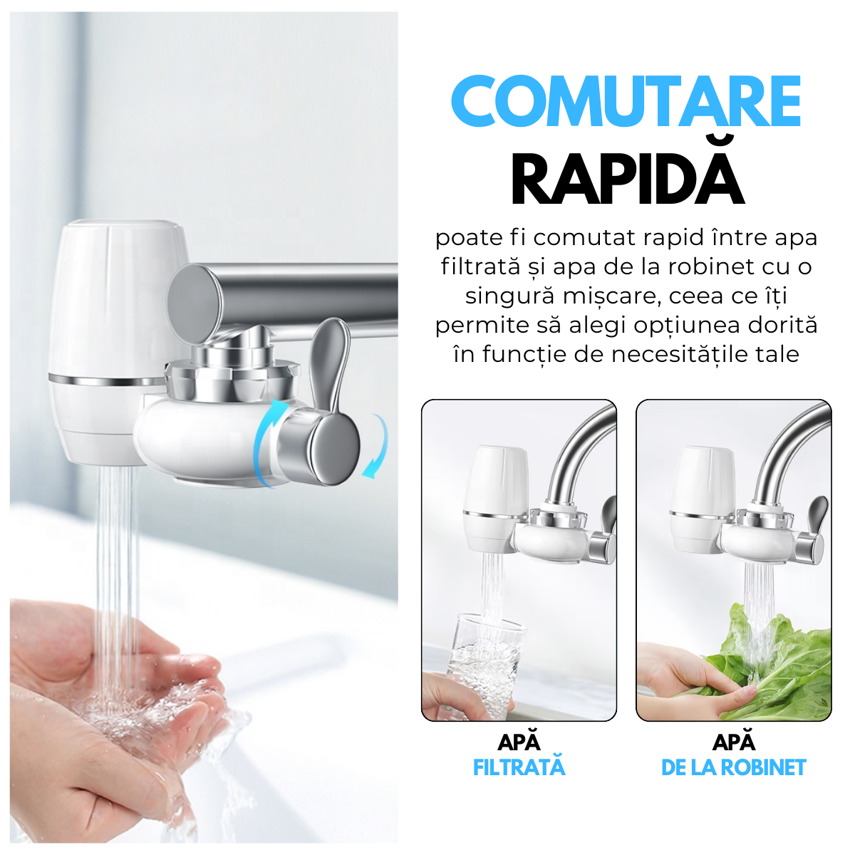 Filtru Purificare Apa, Instalare pe Robinet, Universal, Debit filtrare 1L/min, Presiune 0.1Mpa - 0.4Mpa