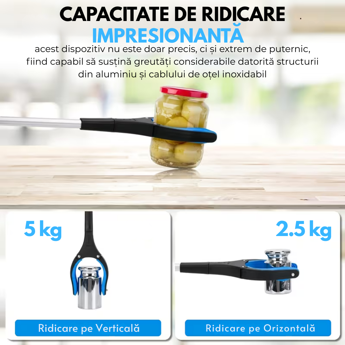 Cleste de Ridicare si Prindere Obiecte la distanta, Pliabil, Magnetic, 81 cm, Cap Rotativ 360°, Tija Aluminiu