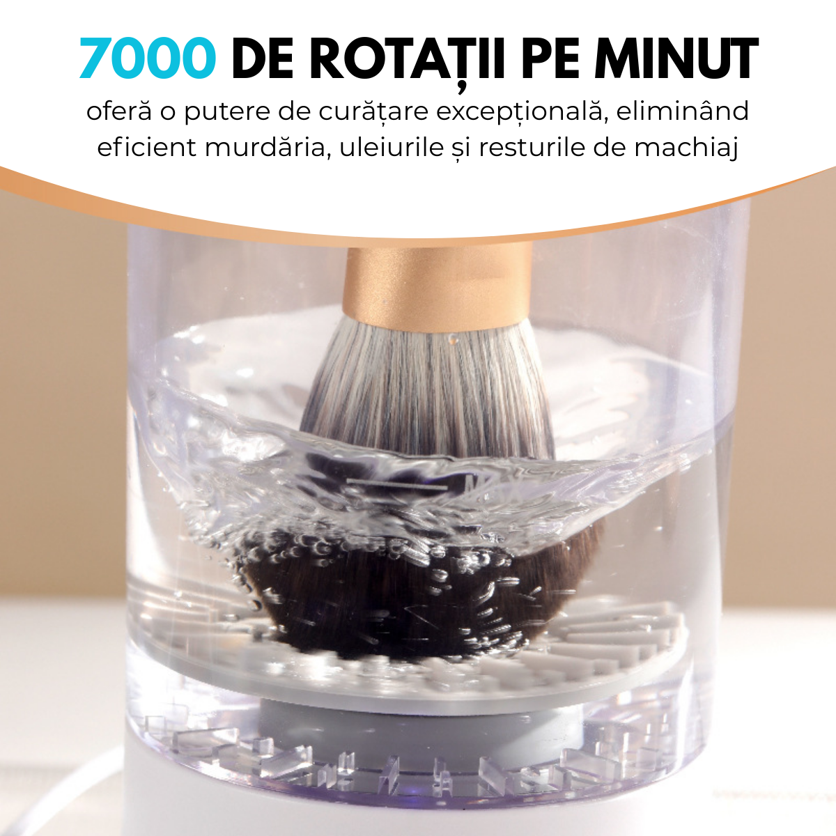 Aparat Electric Curatare Pensule Machiaj, Pad Silicon, Viteza 7000 RPM, Putere 8W, Alimentare USB, pentru toate tipurile de pensule