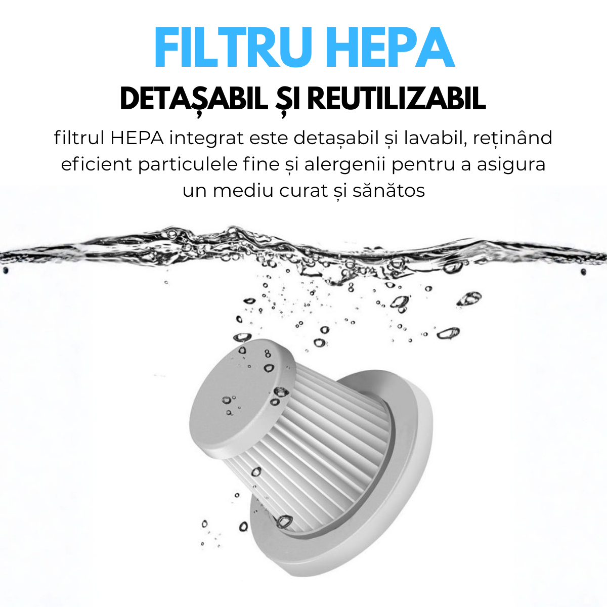Aspirator de mana fara fir, Portabil, Acumulator 2000mAh, pentru Casa, Masina, Birou, 80W, Filtru HEPA, Accesorii Multifunctionale
