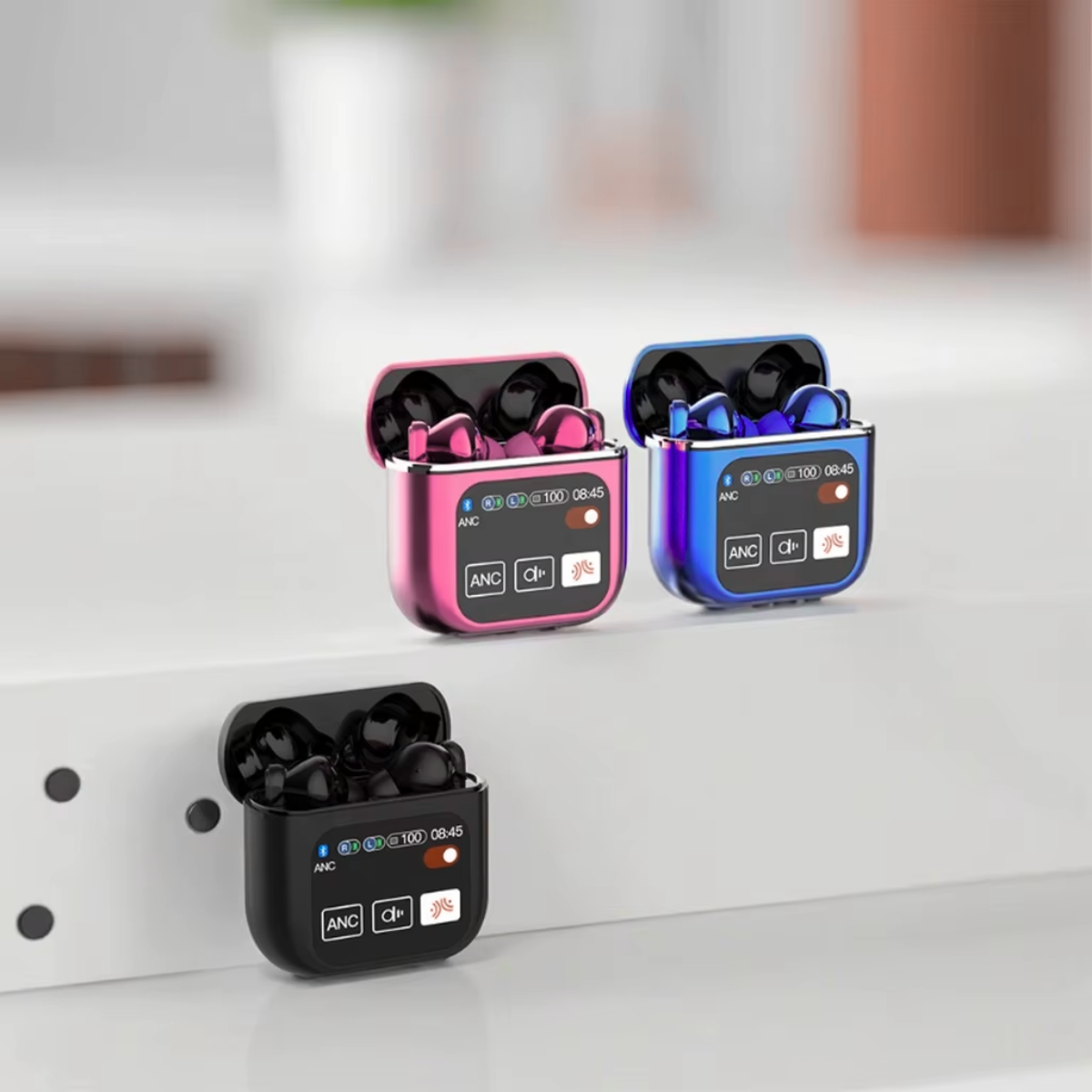 Casti Wireless In Ear, Carcasa cu Touch Screen, Bluetooth 5.4, Control Tactil, Anulare Zgomot ANC + ENC, Albastru