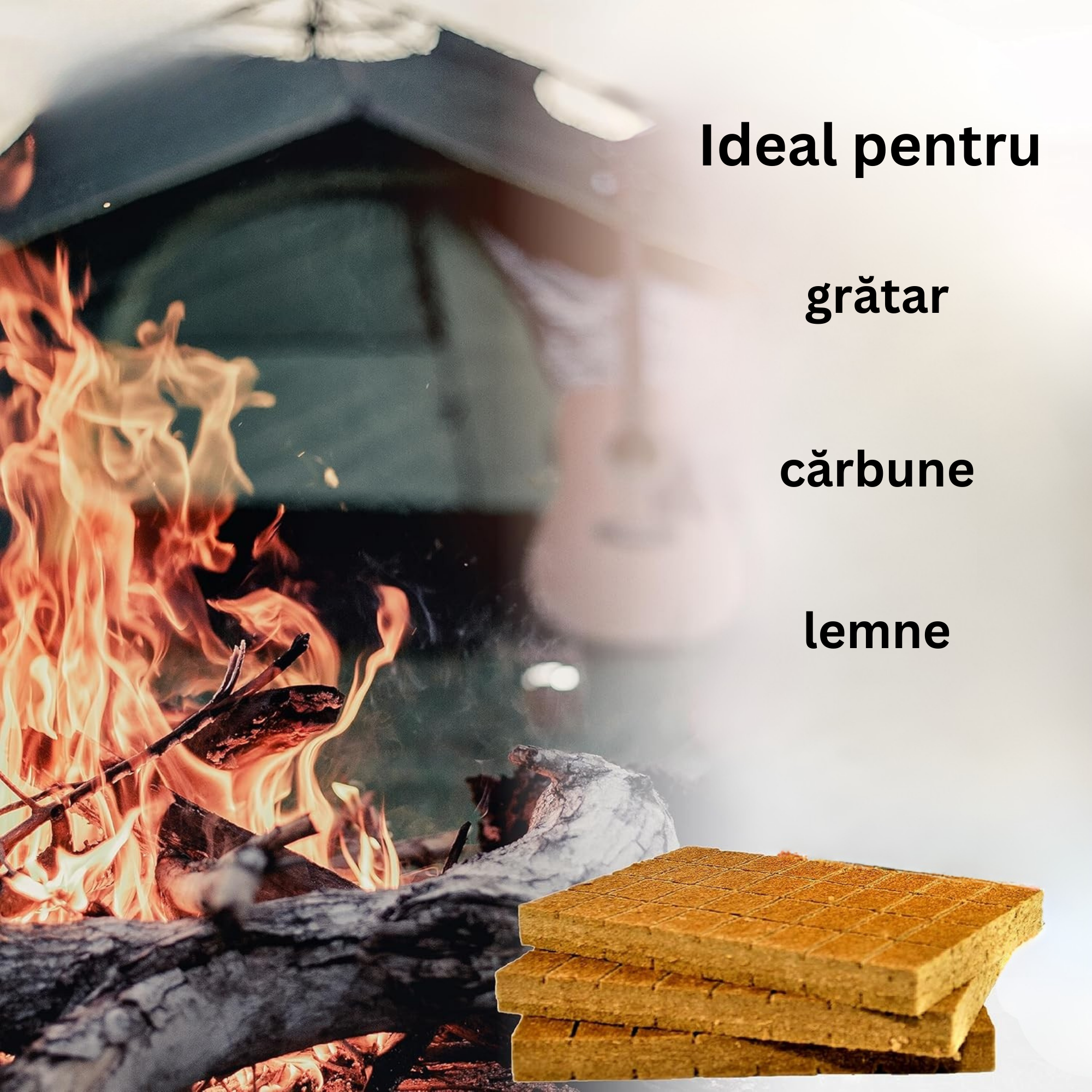 Set 32 de cuburi pentru aprins focul, Ideal pentru gratar, focuri pe baza de lemne, carbuni,Timp de ardere 10 minute/cub, Aprindere imediata, Fara miros