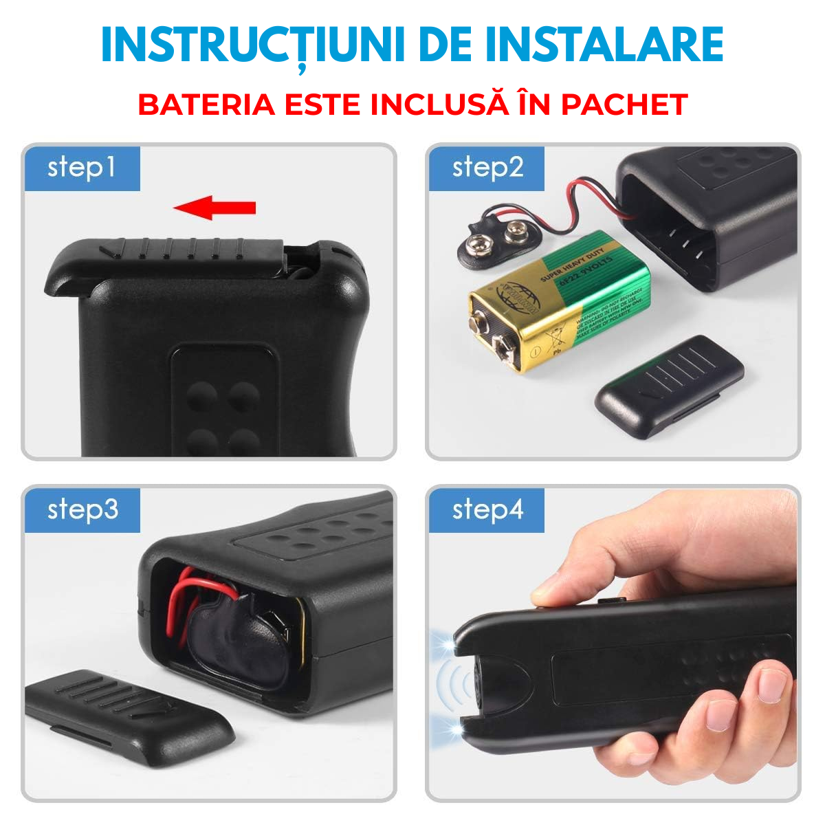 Aparat cu Ultrasunete impotriva cainilor agresivi, 3-in-1, Dresaj Anti-Latrat, Alungare Maidanezi, Lanterna LED, Raza Actiune 30m, Baterie inclusa