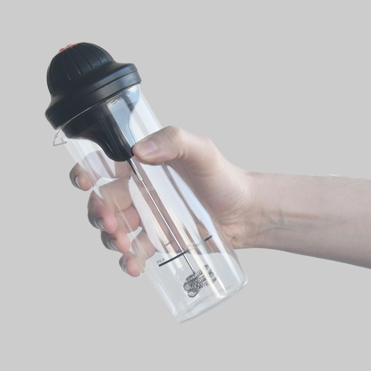 Aparat electric spumare lapte, Portabil, Sticla borosilicata, 450 ml, Alimentare cu baterii