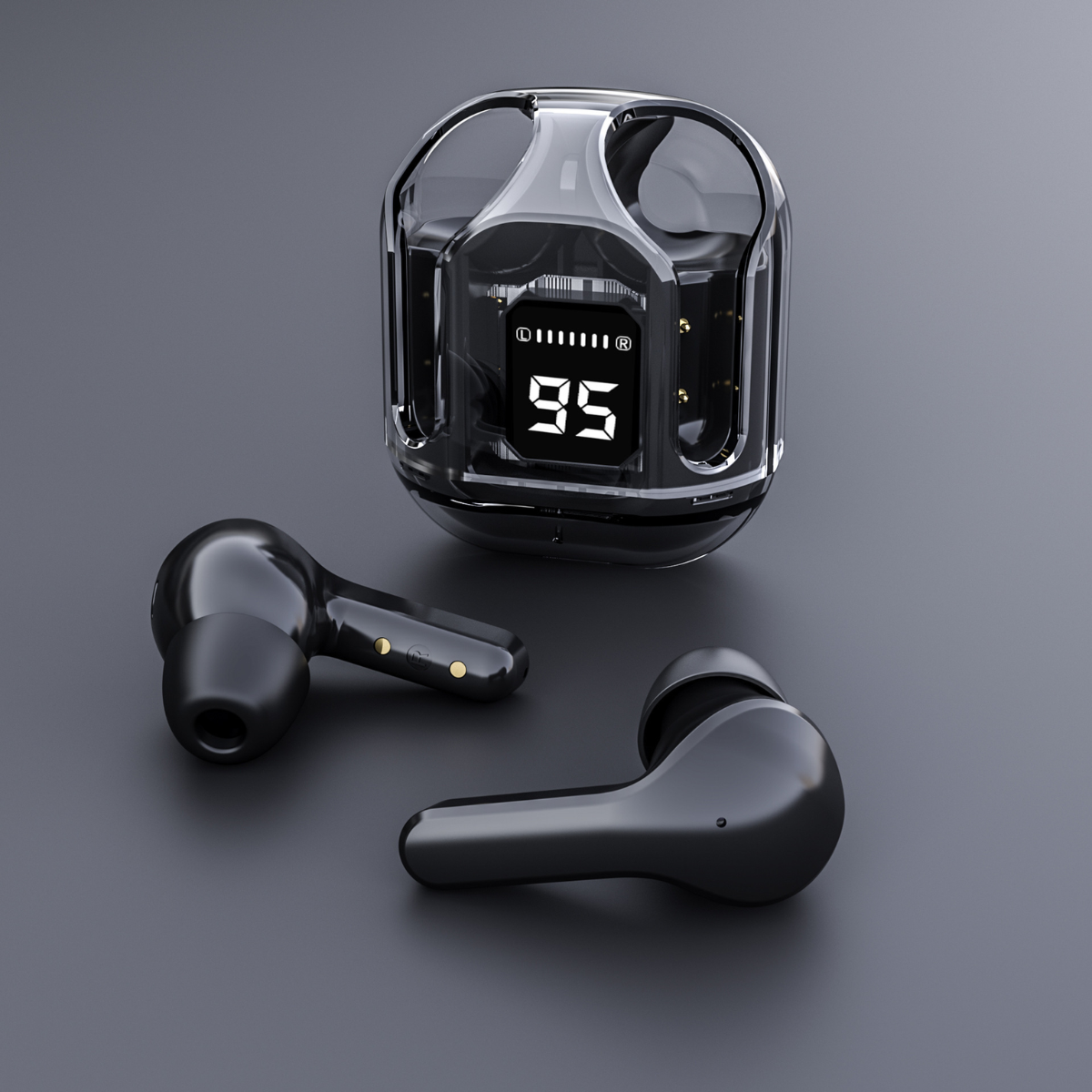 Casti Wireless In Ear, Control Tactil, Bluetooth 5.3, Afisaj Digital LED, Anulare Zgomot, Carcasa magnetica, Rezistenta la umezeala si praf, Negru