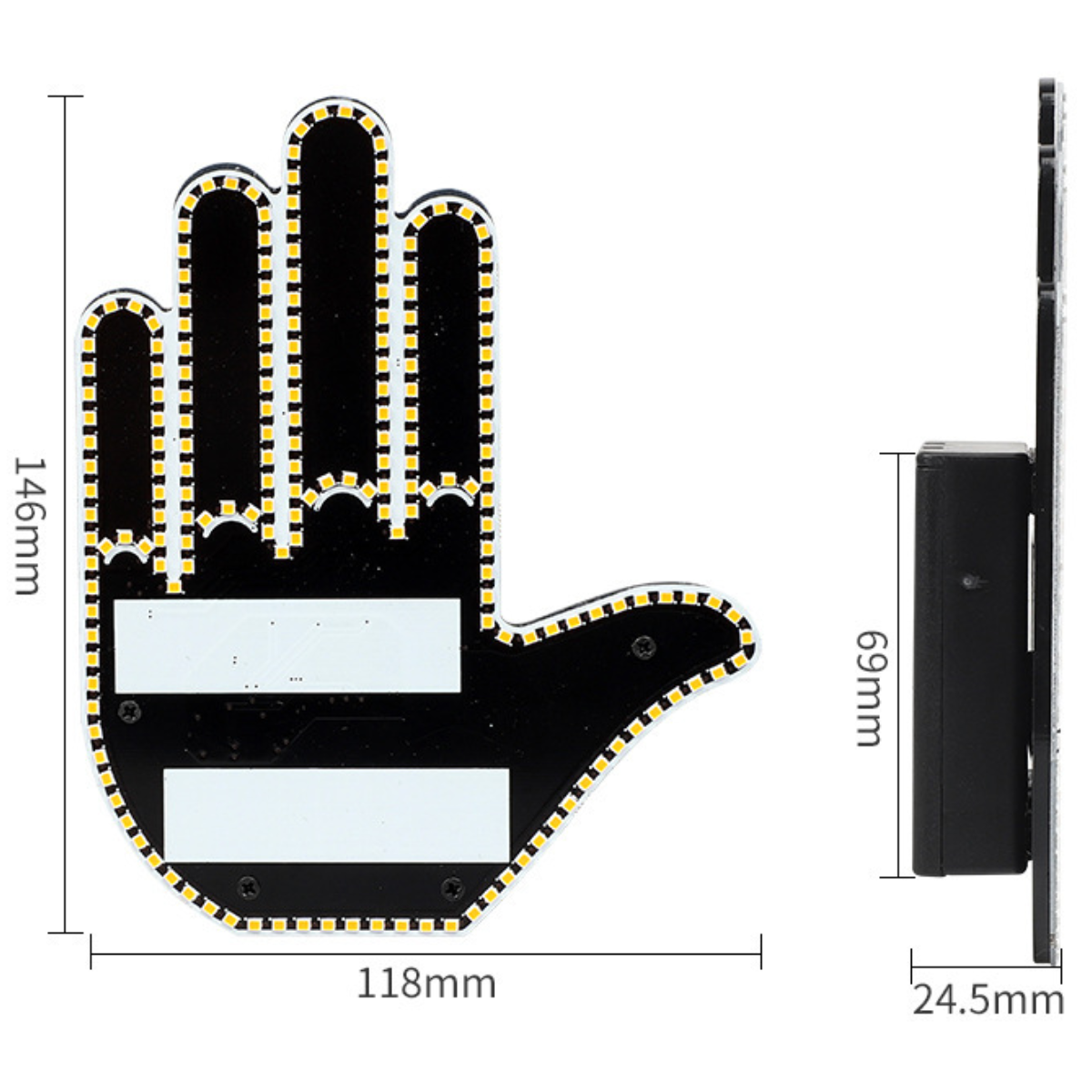 Semn LED Auto cu Telecomanda, 4 Gesturi Interactive, Alimentare cu Baterii, Fixare cu benzi velcro autoadezive