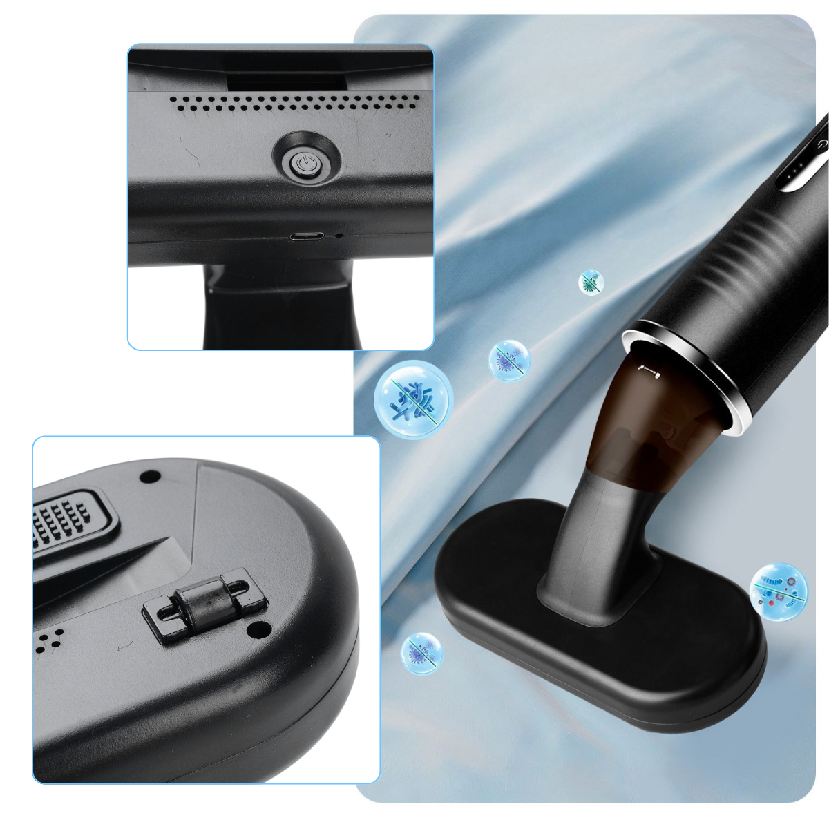 Aspirator de mana fara fir, Portabil, Acumulator 2000mAh, pentru Casa, Masina, Birou, 80W, Filtru HEPA, Accesorii Multifunctionale