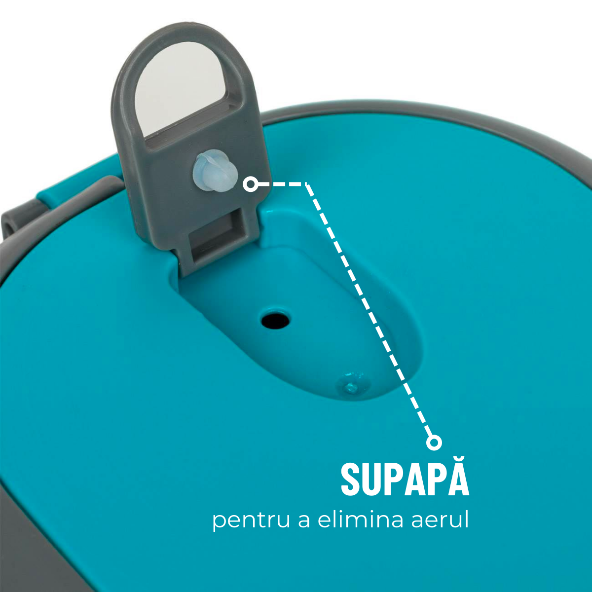 Caserola termica alimentara din otel inoxidabil cu capac si manere, 700ml, Turcoaz