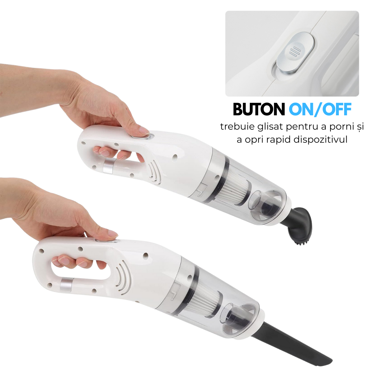 Aspirator fara fir 2-in-1, Vertical si de Mana, Acumulator 2000mAh, pentru Casa, Masina, Birou, 120W, Filtru HEPA, Accesorii Multifunctionale