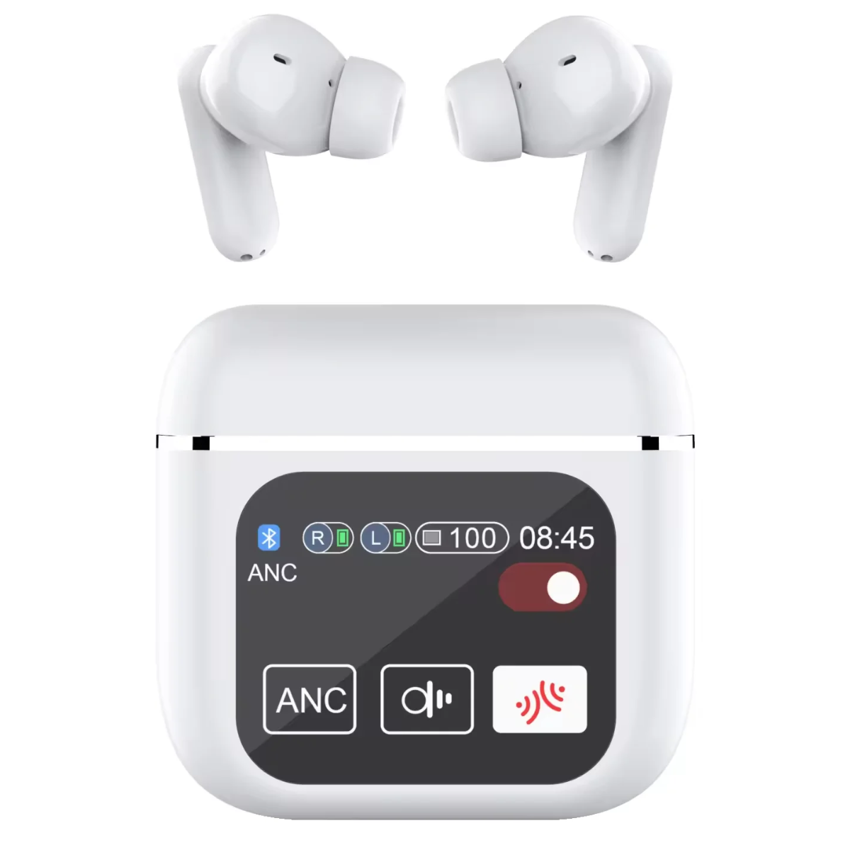 Casti Wireless In Ear, Carcasa cu Touch Screen, Bluetooth 5.4, Control Tactil, Anulare Zgomot ANC + ENC, Alb