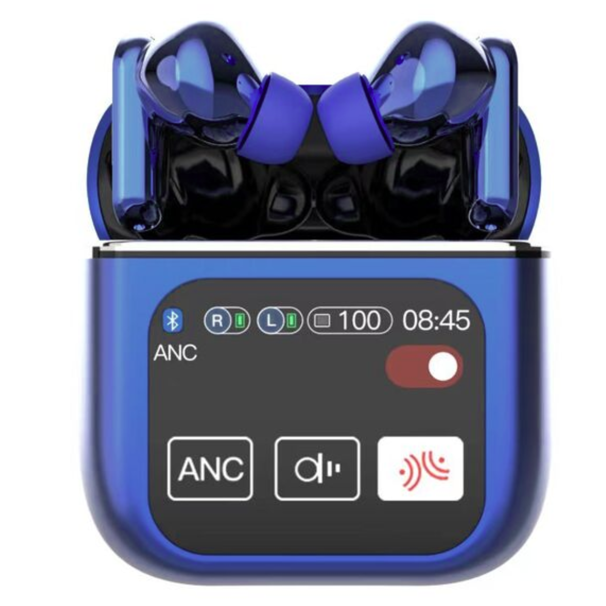 Casti Wireless In Ear, Carcasa cu Touch Screen, Bluetooth 5.4, Control Tactil, Anulare Zgomot ANC + ENC, Albastru
