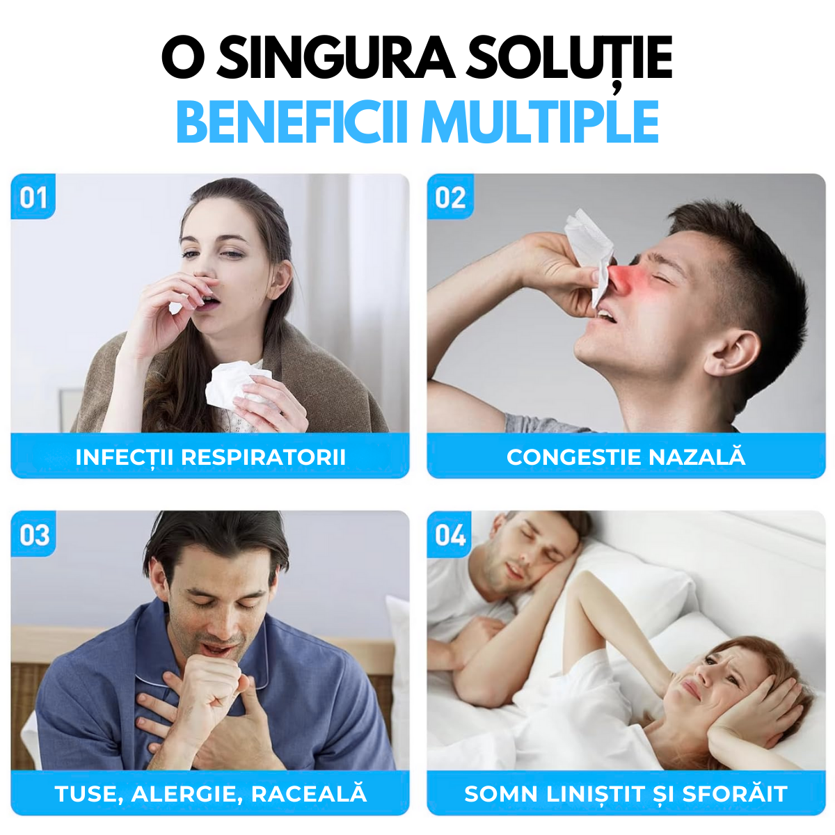 Set Benzi Nazale Magnetice, pentru Imbunatatirea Respiratiei, Somnului, Reducerea Sforaitului, 4 Marimi Diferite, 30 Plasturi, Aplicator