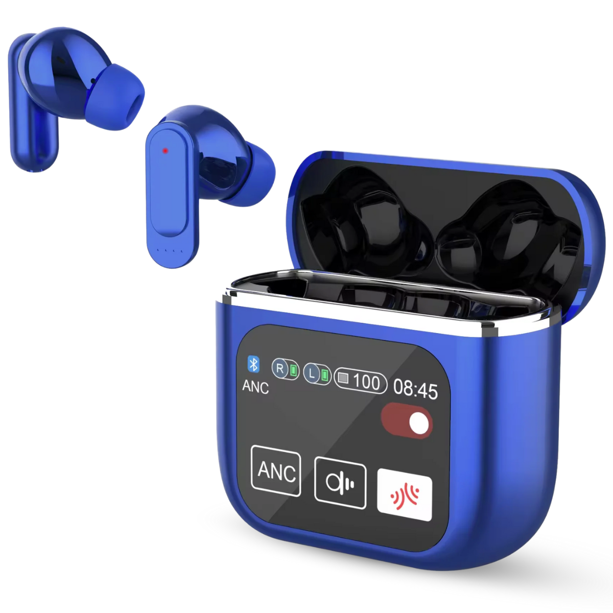Casti Wireless In Ear, Carcasa cu Touch Screen, Bluetooth 5.4, Control Tactil, Anulare Zgomot ANC + ENC, Albastru