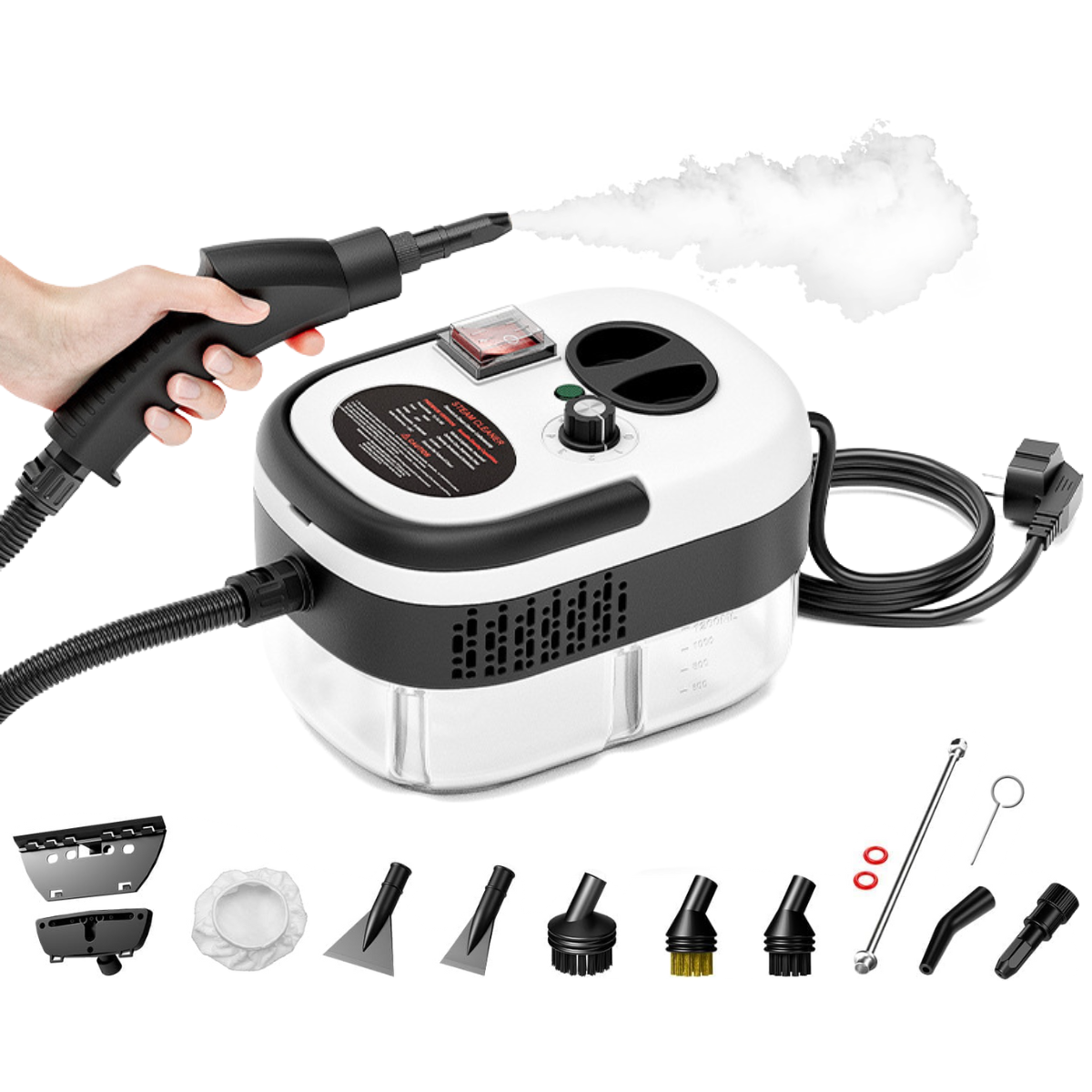 Aparat de Curatat cu Abur, Multisuprafete, Putere 2500W, 3 Bar, Rezervor 1200 ml, 6 Trepte, 14 Accesorii incluse