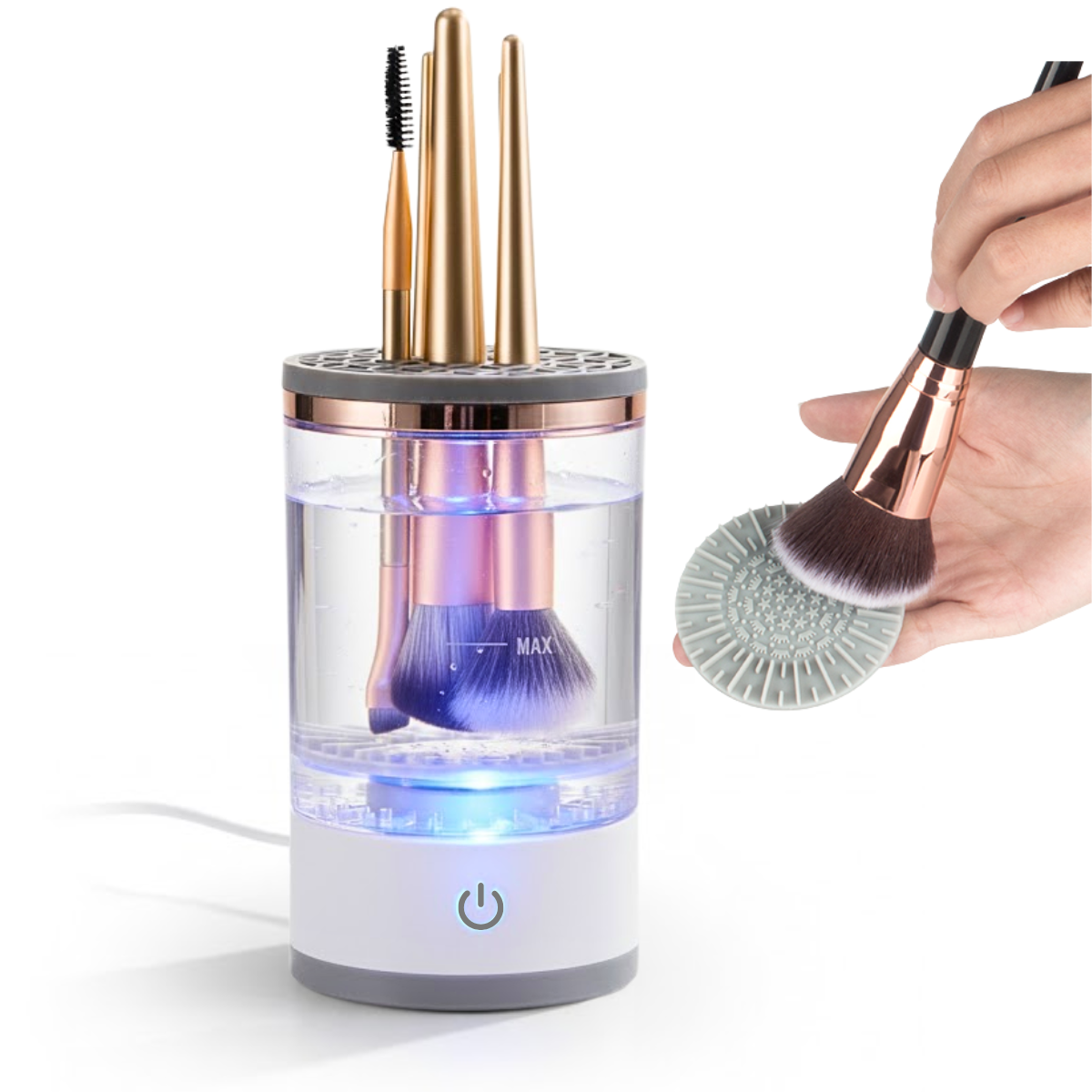 Aparat Electric Curatare Pensule Machiaj, Pad Silicon, Viteza 7000 RPM, Putere 8W, Alimentare USB, pentru toate tipurile de pensule