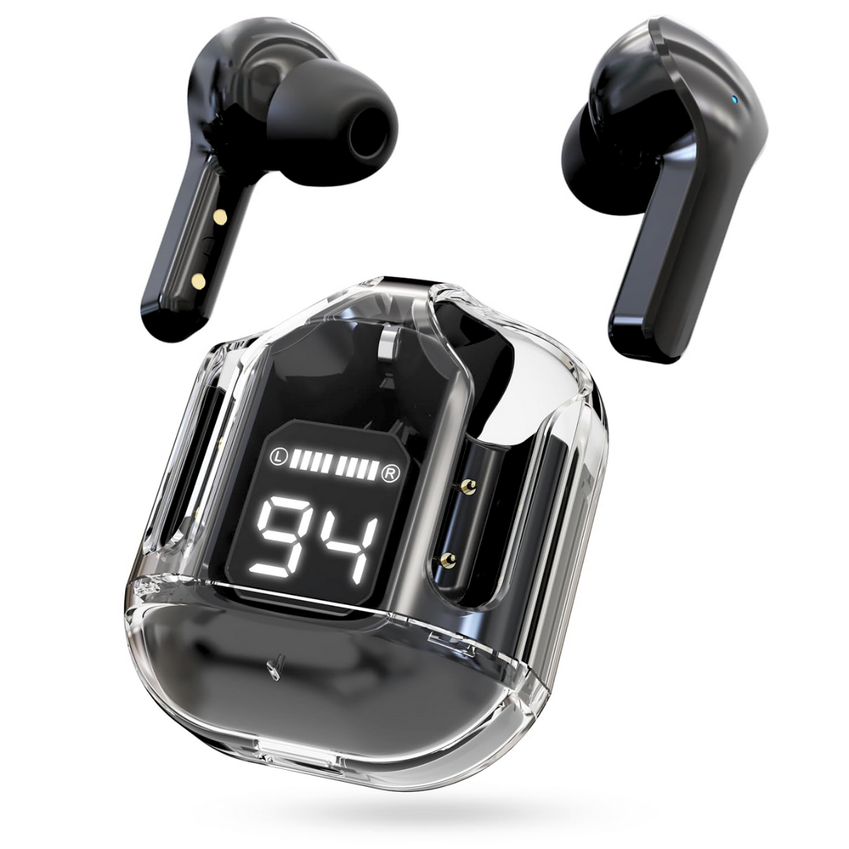Casti Wireless In Ear, Control Tactil, Bluetooth 5.3, Afisaj Digital LED, Anulare Zgomot, Carcasa magnetica, Rezistenta la umezeala si praf, Negru