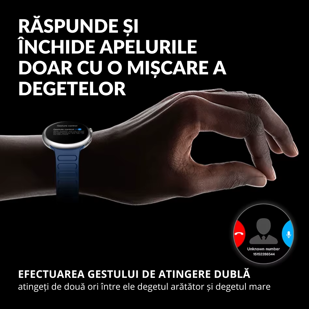 Ceas smartwatch de dama, Ecran Tactil LCD 1.46", Control prin Gesturi, Apel Bluetooth, Multi Sport, Monitorizare Sanatate, Alb