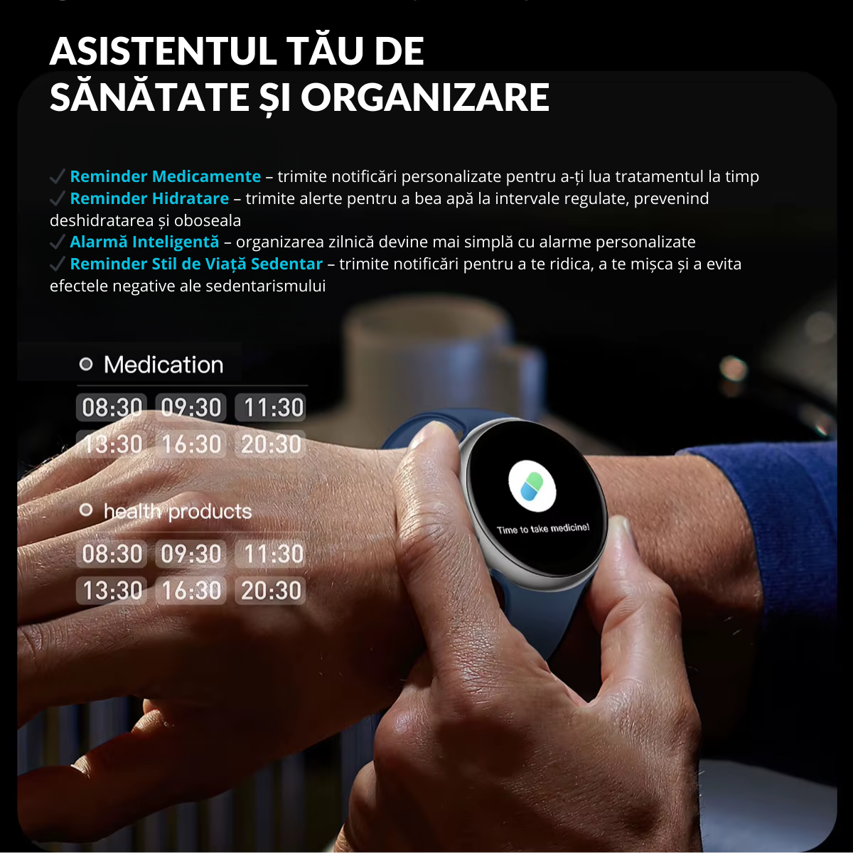Ceas smartwatch de dama, Ecran Tactil LCD 1.46", Control prin Gesturi, Apel Bluetooth, Multi Sport, Monitorizare Sanatate, Alb