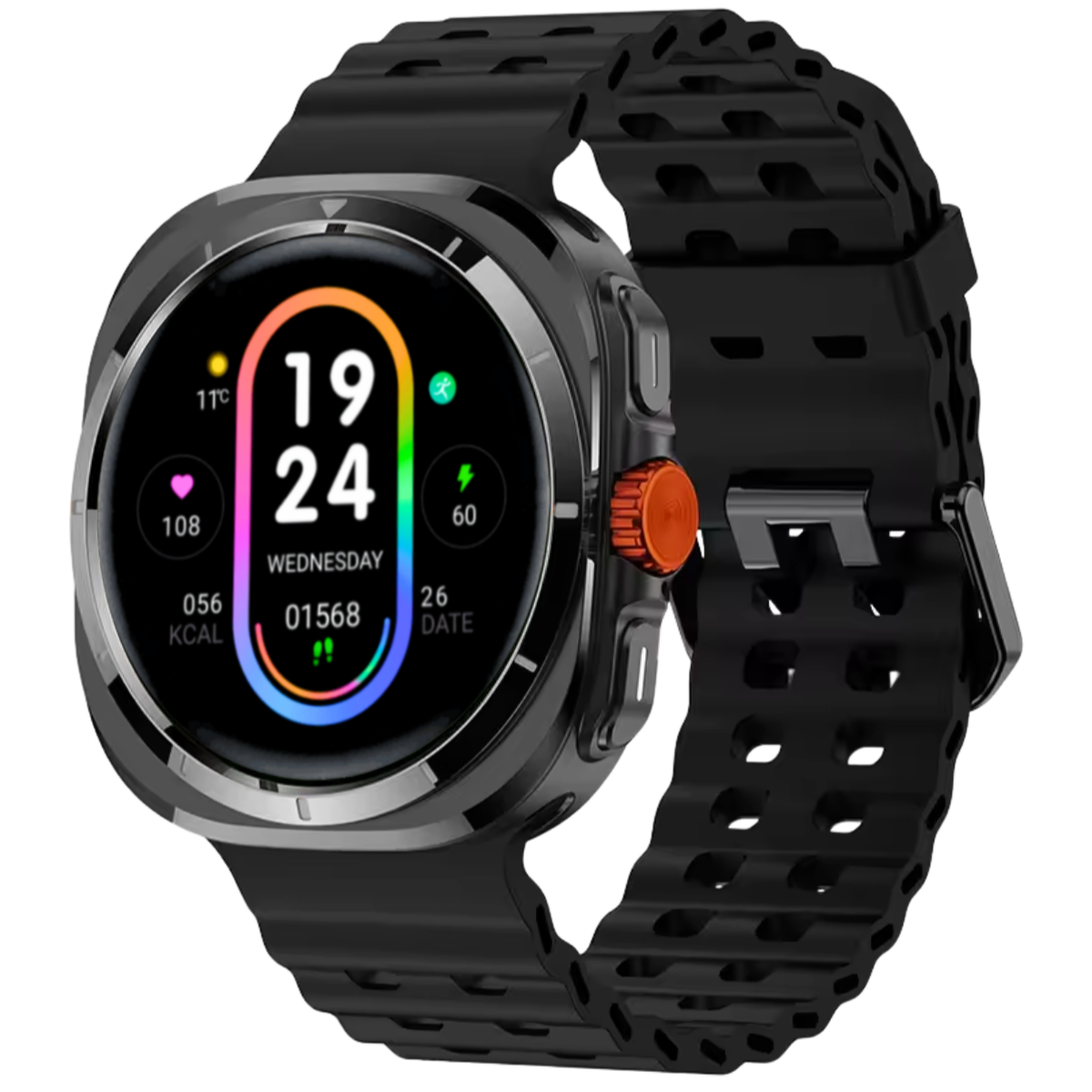 Ceas smartwatch de barbati, Ecran Tactil LCD 1.52", Apel Bluetooth, Multi Sport, Monitorizare Sanatate, Negru