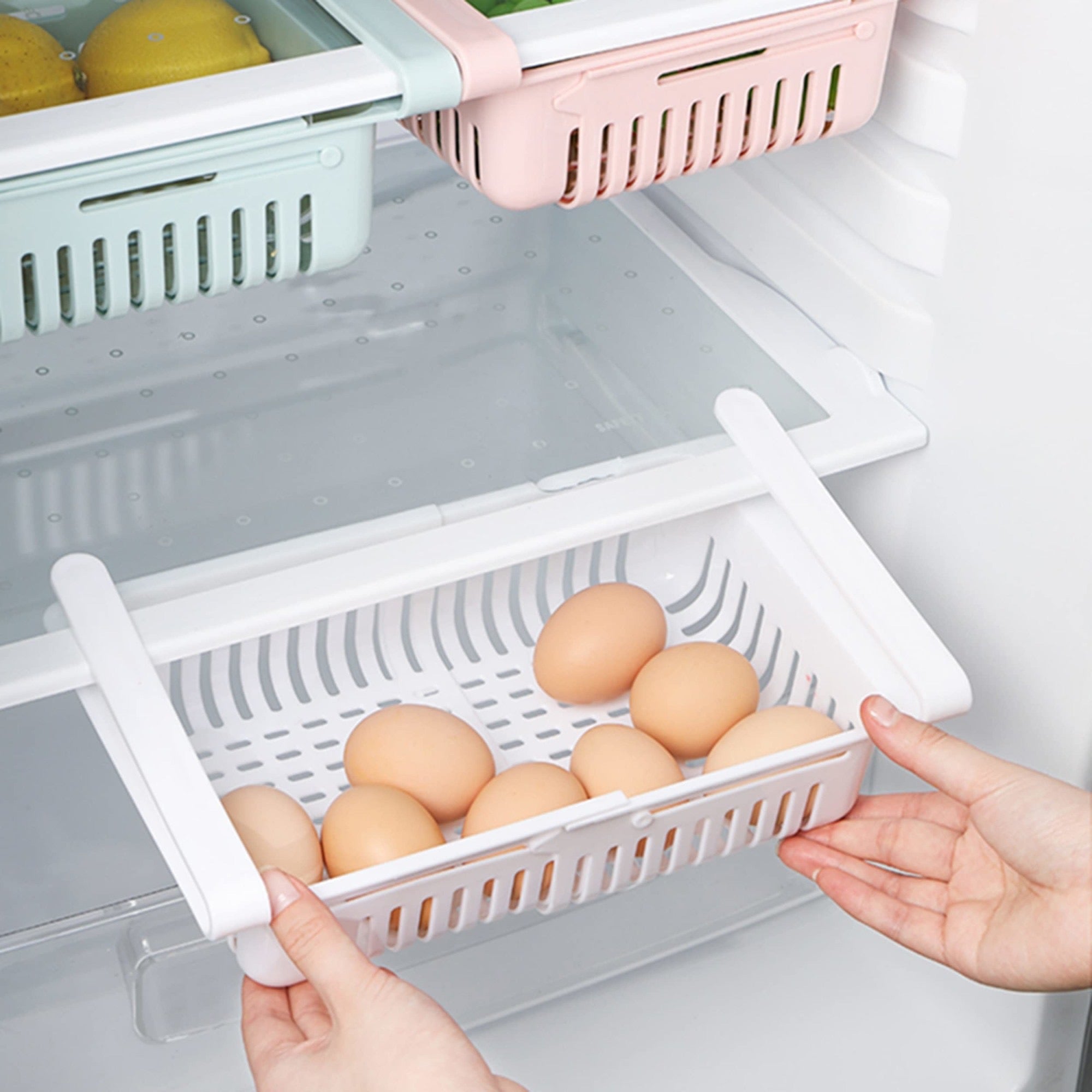 Pachet 1 + 1 Organizator Frigider Extensibil, Alb