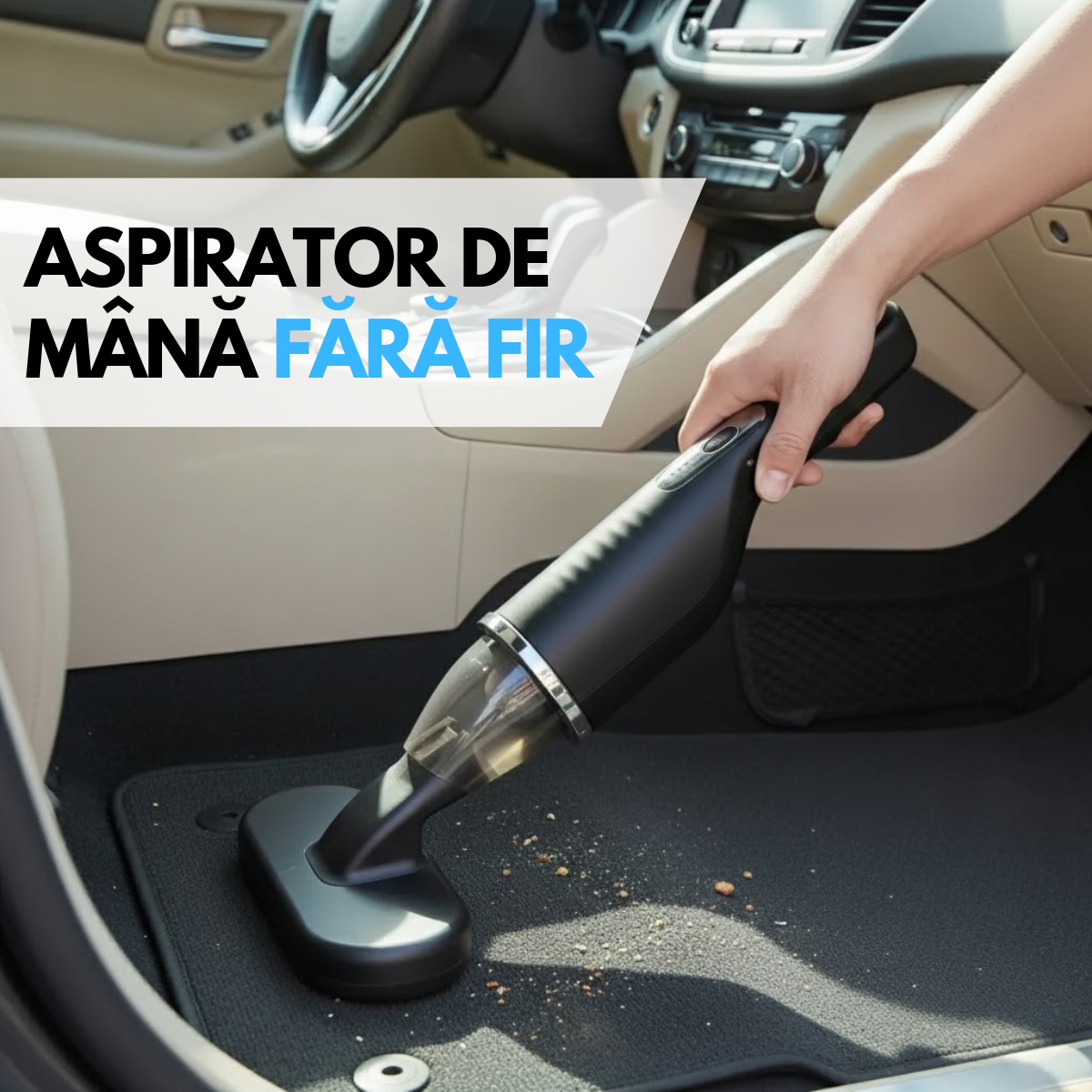 Aspirator de mana fara fir, Portabil, Acumulator 2000mAh, pentru Casa, Masina, Birou, 80W, Filtru HEPA, Accesorii Multifunctionale