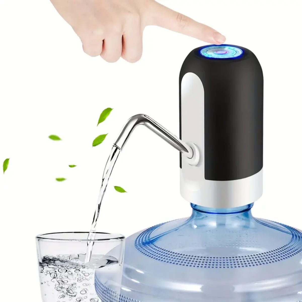 Pompa de apa electrica, baterie reincarcabila, autonomie 30 de zile, fast charge, duza universala, pentru sticle 2L - 20L