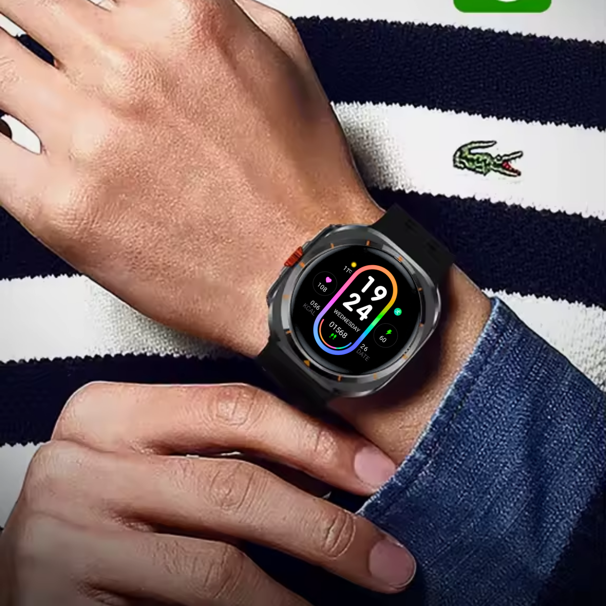 Ceas smartwatch de barbati, Ecran Tactil LCD 1.52", Apel Bluetooth, Multi Sport, Monitorizare Sanatate, Negru