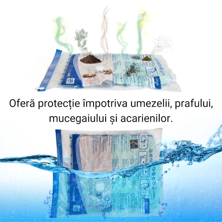 Set 2 saci de vidat, Pentru haine, geci, paltoane, Supapa Tripla, De agatat, 60x90cm