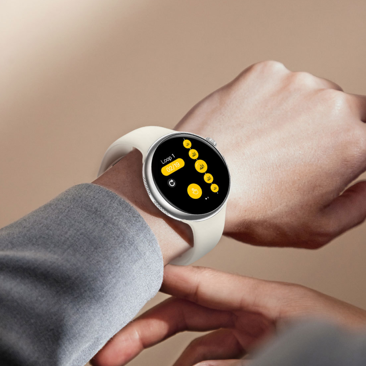 Ceas smartwatch de dama, Ecran Tactil LCD 1.46", Control prin Gesturi, Apel Bluetooth, Multi Sport, Monitorizare Sanatate, Alb