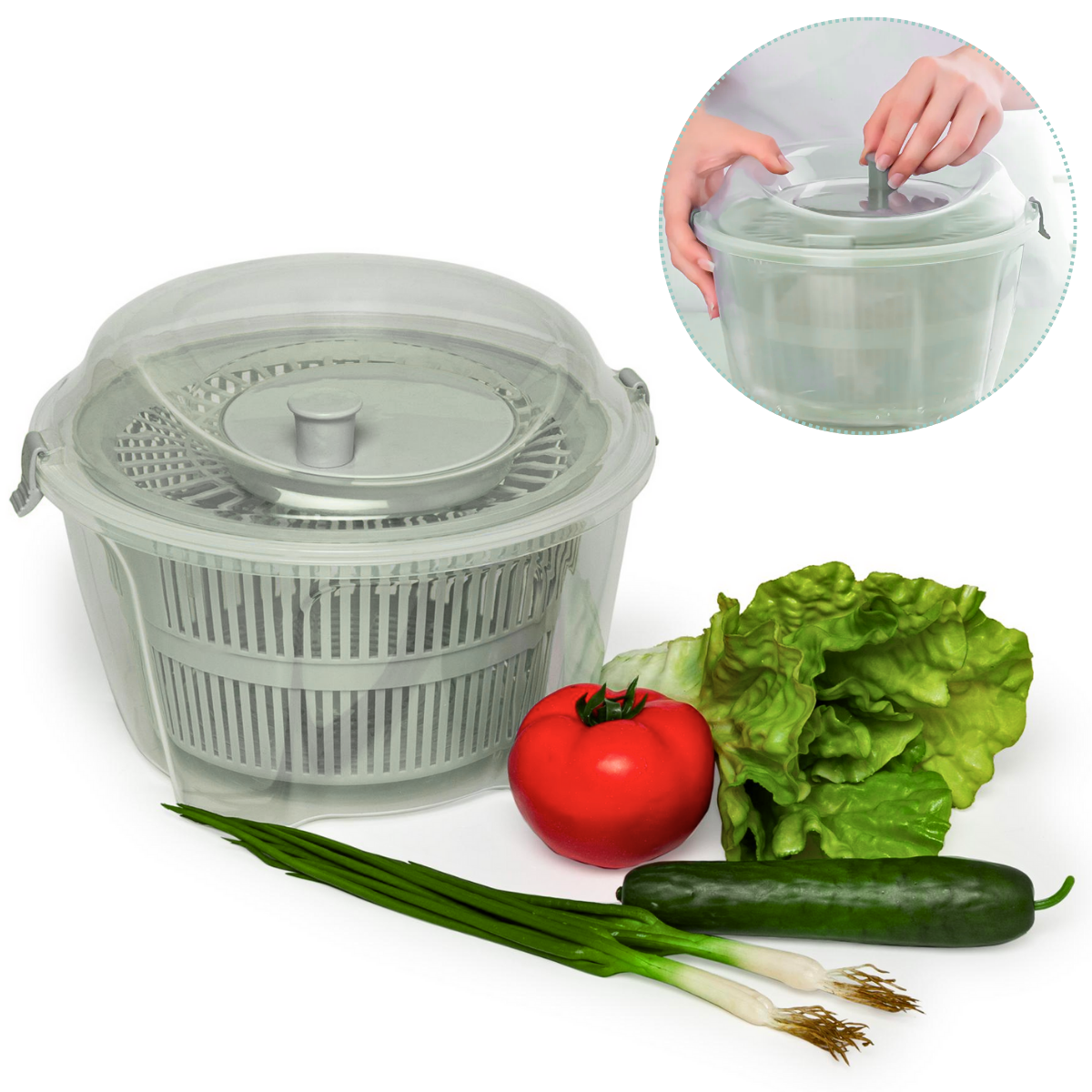 Uscator salata si verdeturi cu centrifuga, verde, 4400ml
