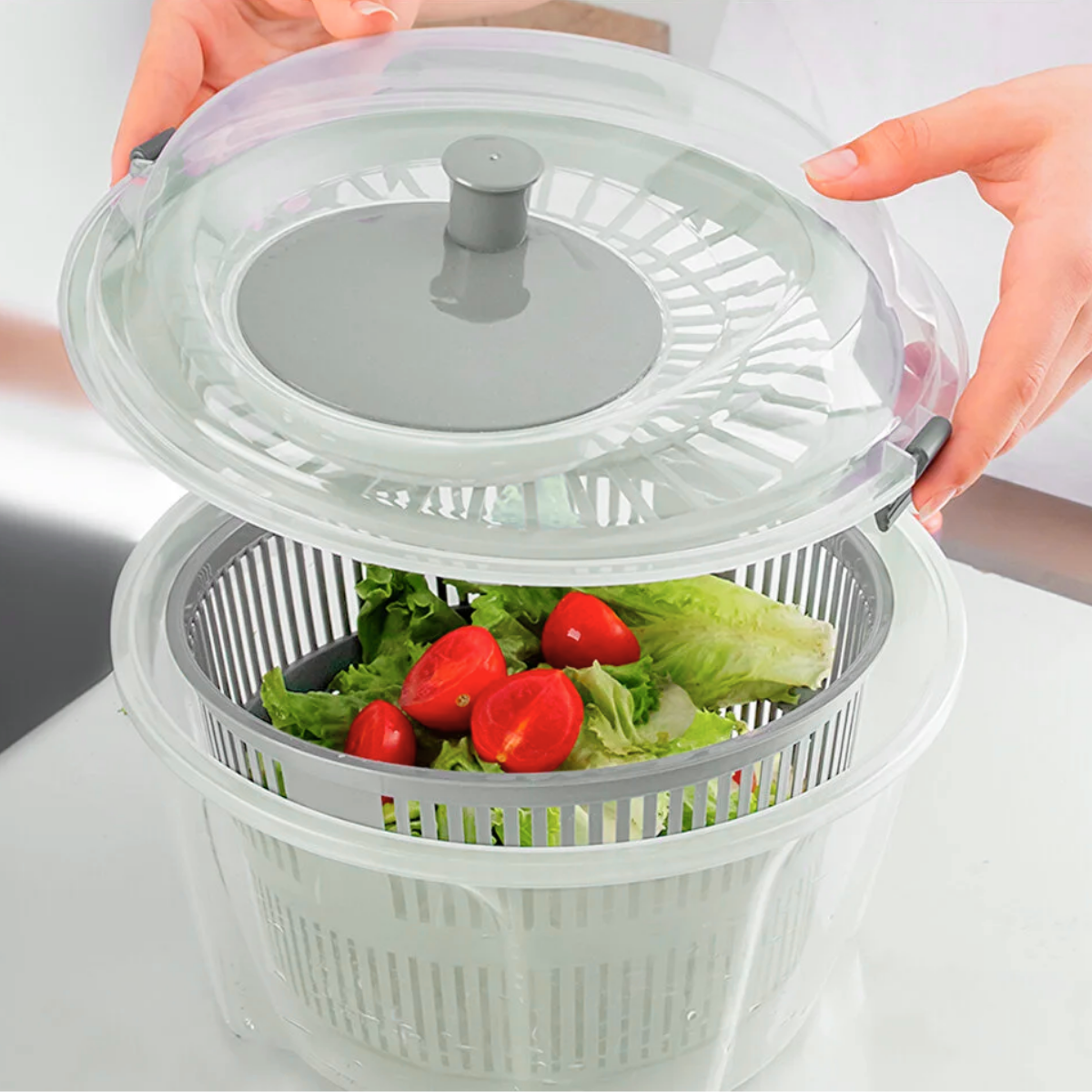Uscator salata si verdeturi cu centrifuga, verde, 4400ml