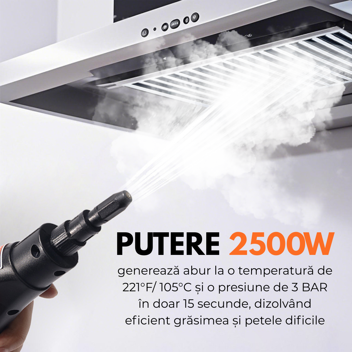 Aparat de Curatat cu Abur, Multisuprafete, Putere 2500W, 3 Bar, Rezervor 1200 ml, 6 Trepte, 14 Accesorii incluse